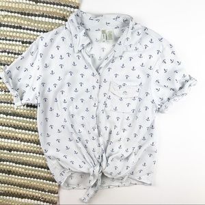 Tie Front Anchor Button Up